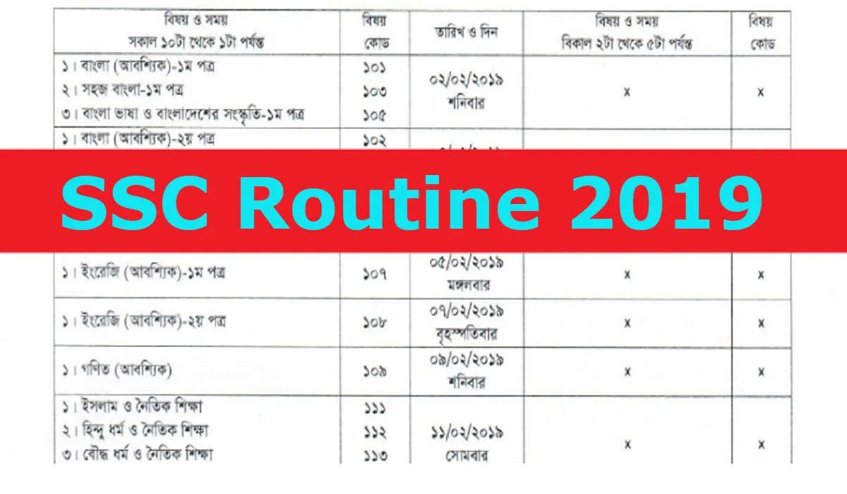 SSC Exam Routine 2025 - Download HD Photos and PDF Files from BD Education Board
