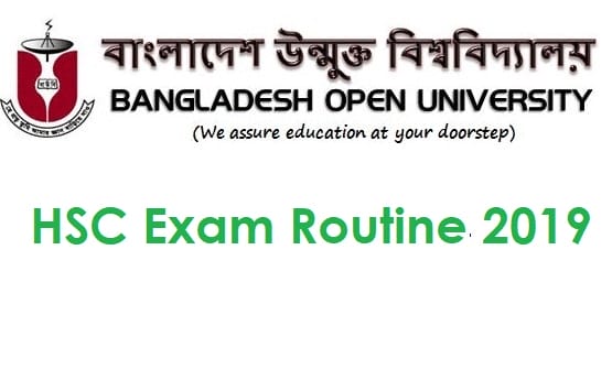 Bangladesh Open University BOU HSC Exam Routine 2019