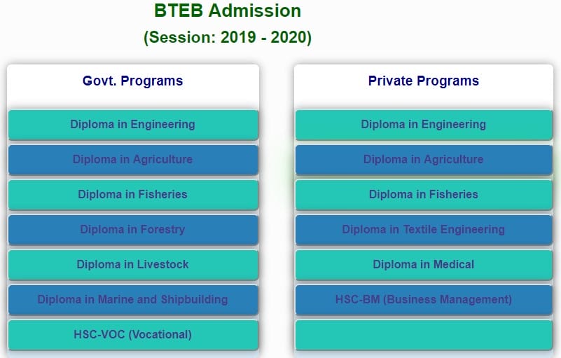 BTEB Admission 2019