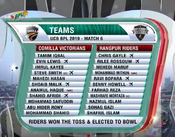 Comilla Victorians vs Rangpur Riders Team