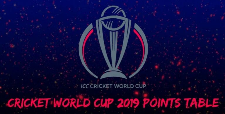 Cricket world cup 2019 point table after the first match