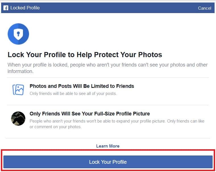 Facebook ID Locked
