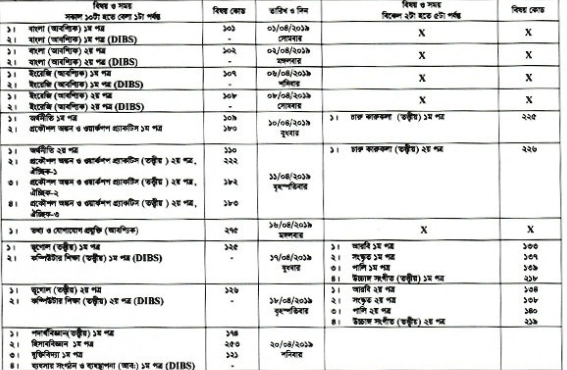 The Hsc Routine 2019 Education Board Official Routine