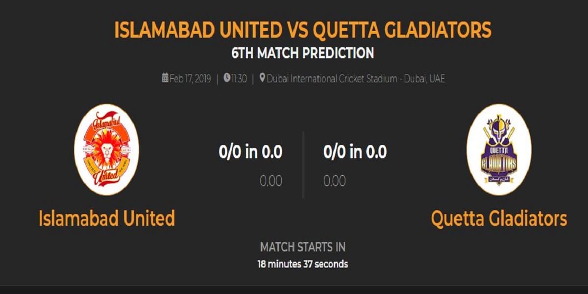 Islamabad VS Quetta PSL 2019 Match 6 Preview Squads Live update