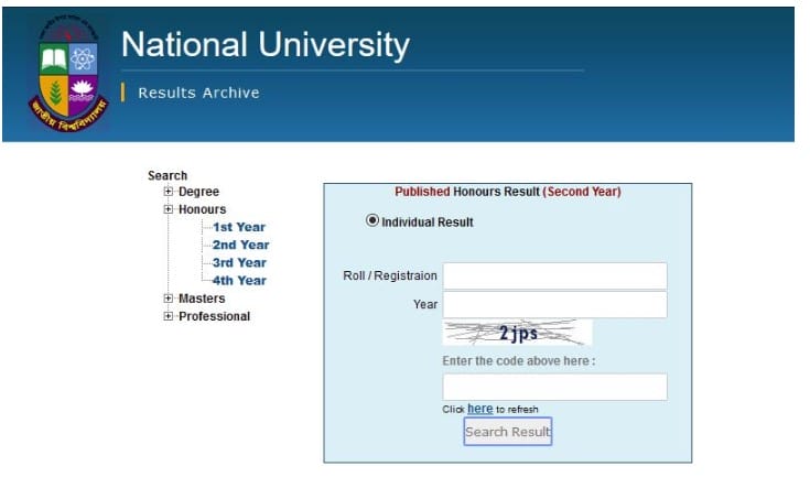 NU Honours 2nd year result 2019 has published