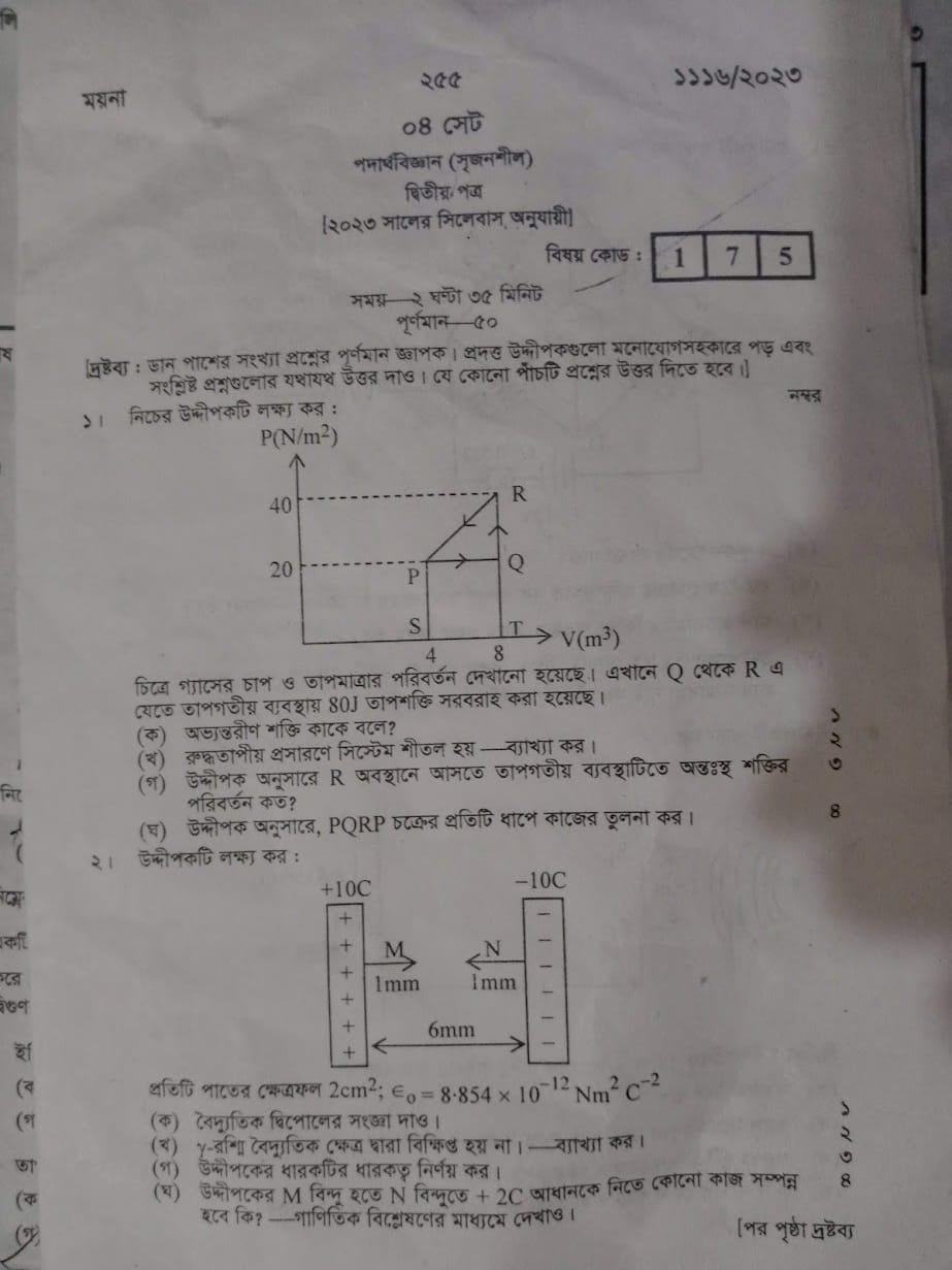 HSC Physics 2nd Paper CQ Board Question Page 1