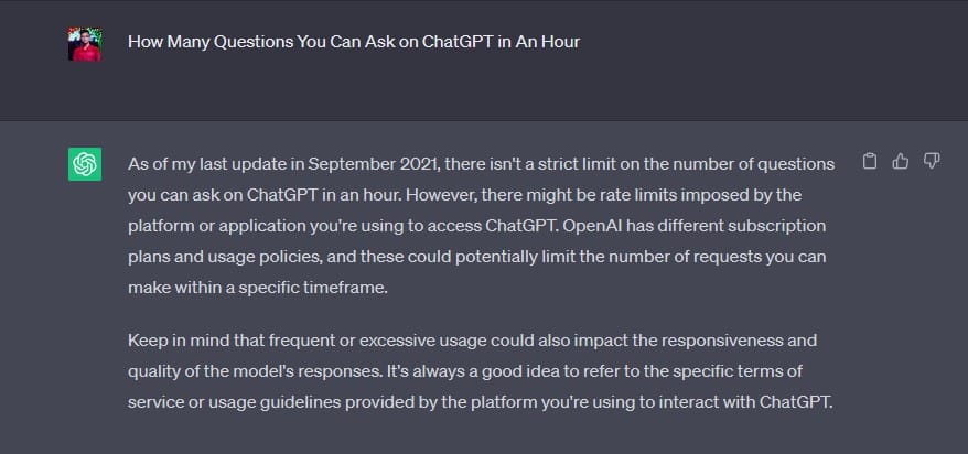 How Many Questions You Can Ask on ChatGPT in An Hour