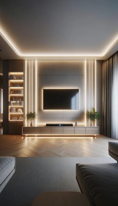 Living Room Decor with Strip Lights