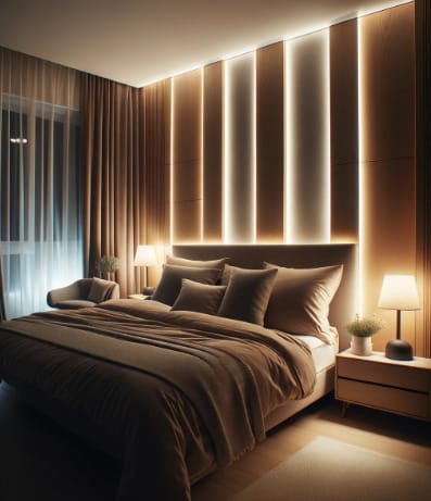 Modern Bedroom with Striplights