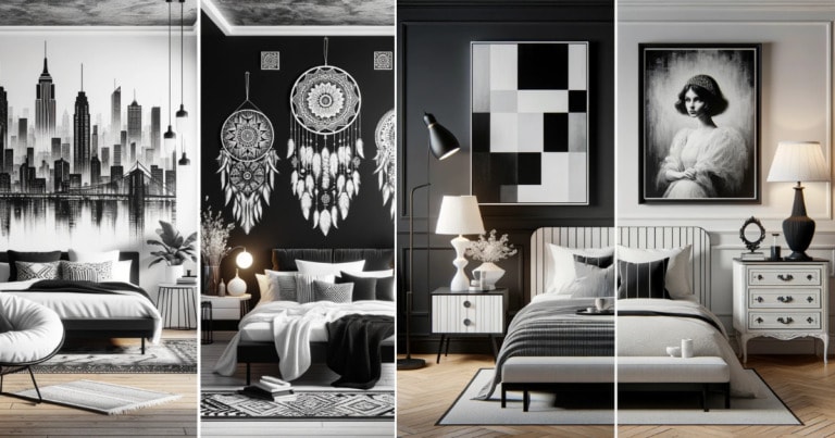 What Are The Options For Creating A Black And White Themed Bedroom Wall Decor?